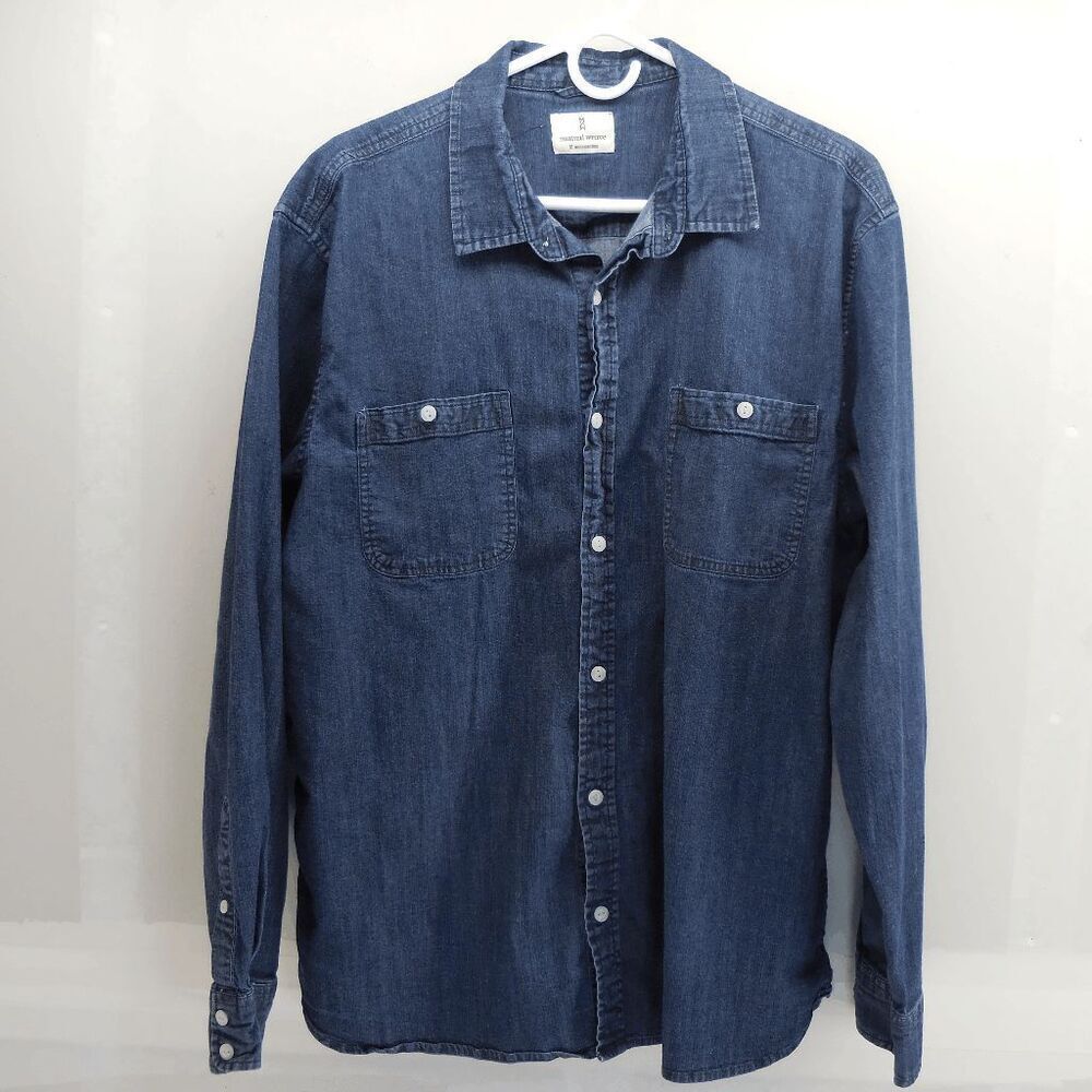 Mutual Weave Shirt Mens XL Stretch Denim Work‎ Cabin Lumberjack Rugged Cotton